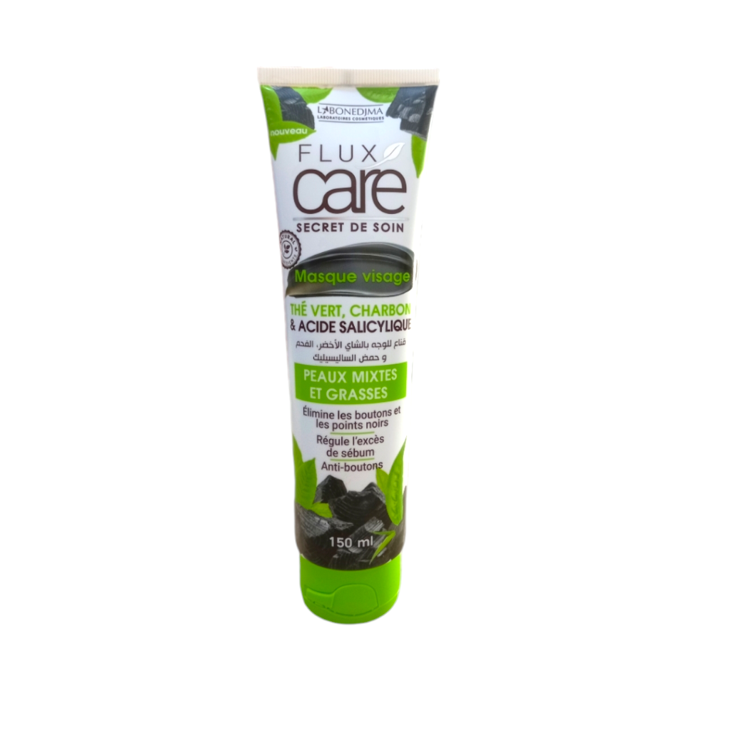 Flux care secret de soin masque visage thé vert Charbon acide salicylique peaux mixtes et grasses