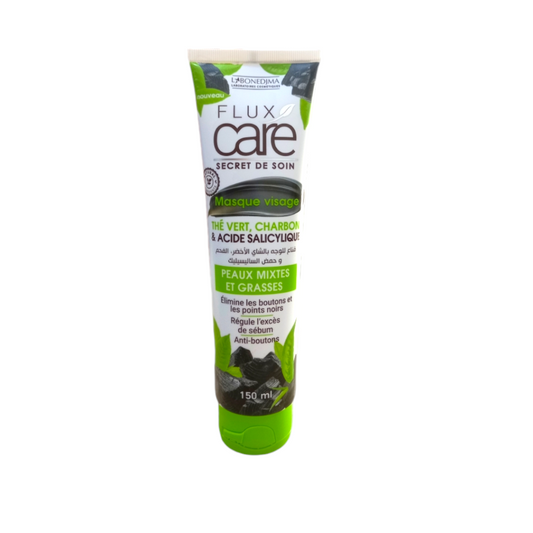 Flux care secret de soin masque visage thé vert Charbon acide salicylique peaux mixtes et grasses