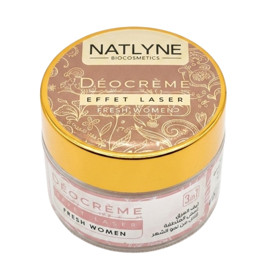 Natlyne Déo Crème Effet Laser Femme 3-en-1 – Déodorant 48h, Anti-odeurs, Éclaircissant & Réduction De La Pousse Des Poils