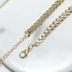 سوار نسائي مطلي بالذهب، بتصميم سلسلة متشابكة مطروقة من الفولاذ المقاوم للصدأ