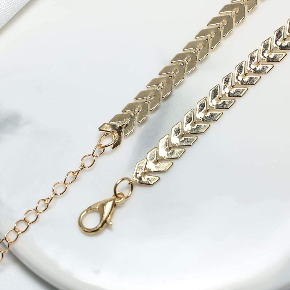 سوار نسائي مطلي بالذهب، بتصميم سلسلة متشابكة مطروقة من الفولاذ المقاوم للصدأ