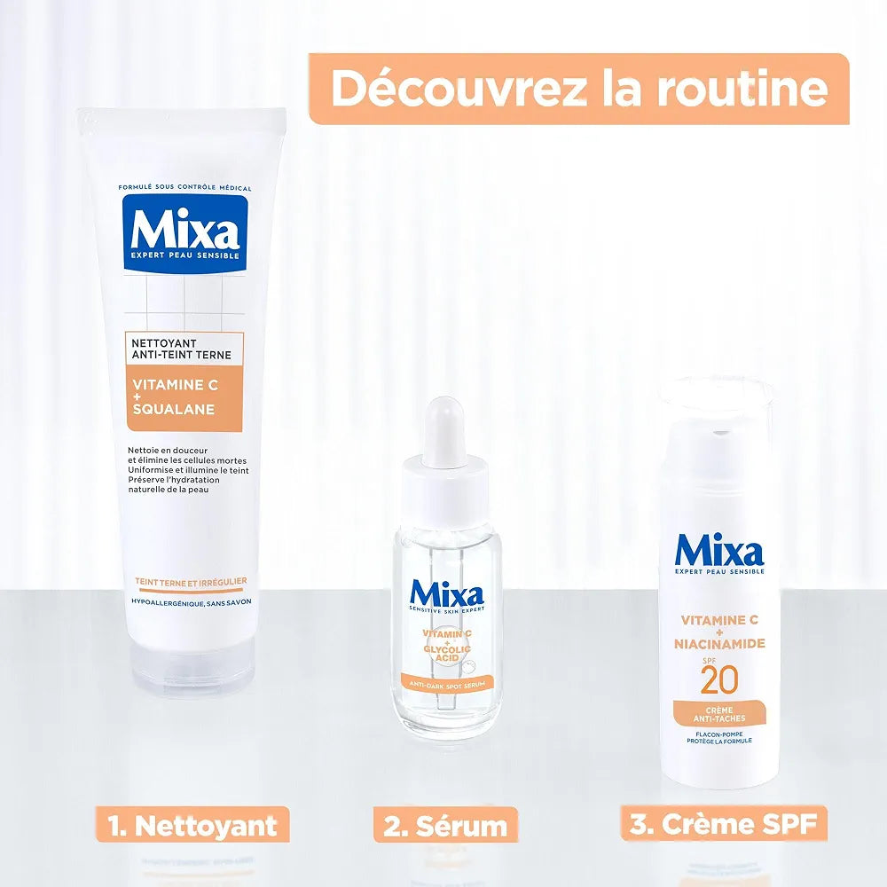 Mixa Expert Peau Sensible Nettoyant Anti-teint Terne Vitamine C Squalane