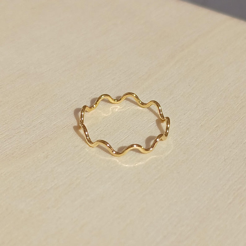 Bague Fine Vague En Argent Sterling Plaqué