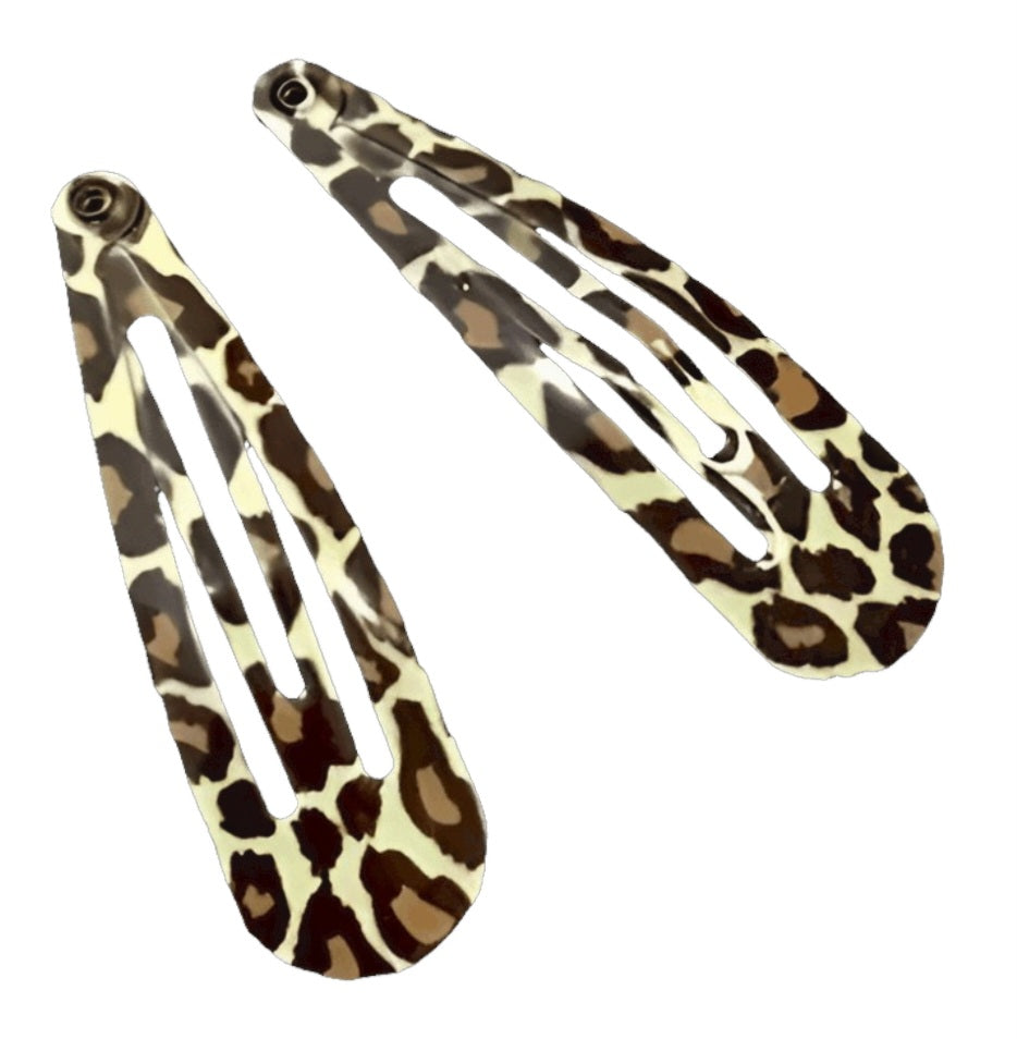 2Pcs Ensemble De Pinces À Cheveux Léopard Vintage Pour Femmes Barrettes Mignonnes En Alliage Esthétique