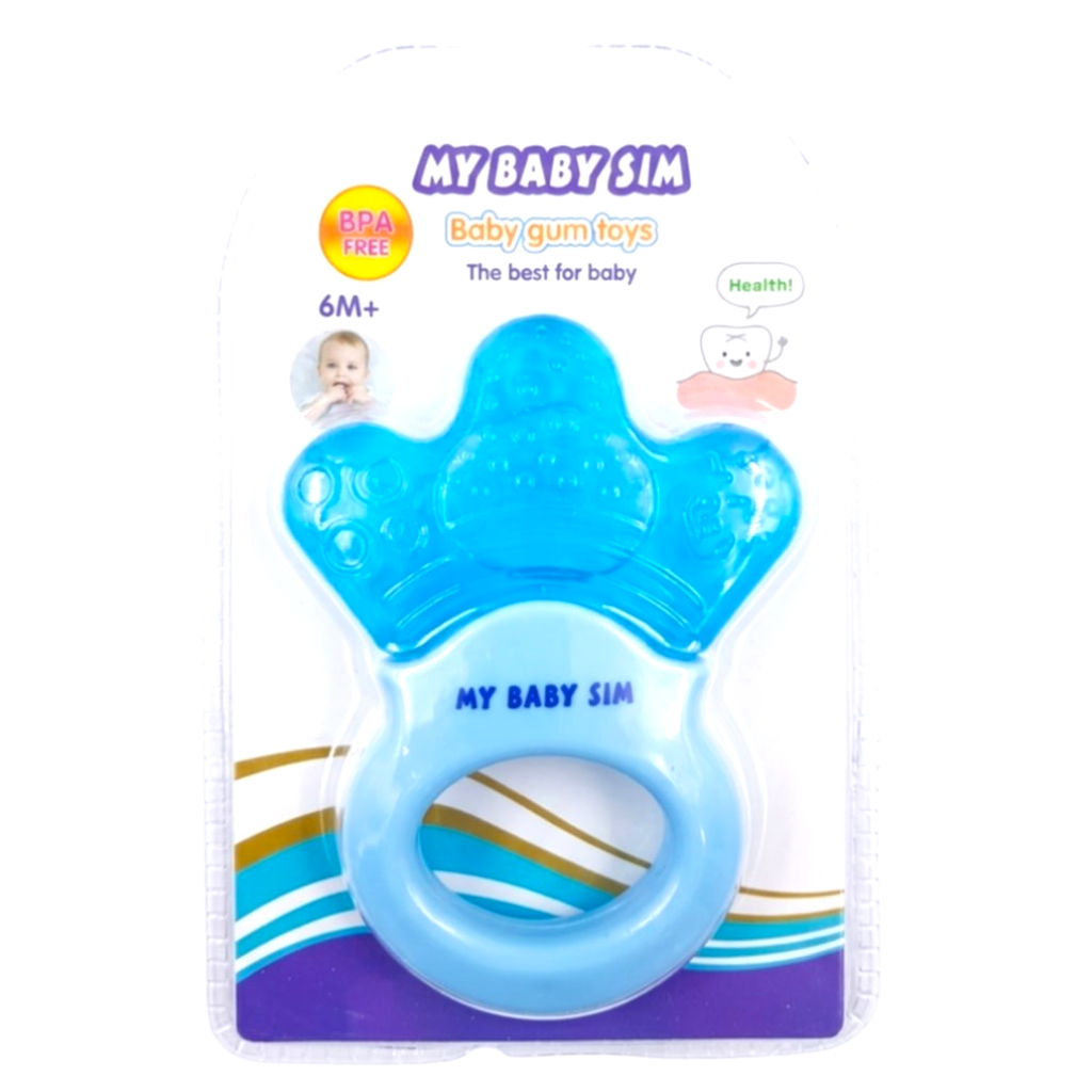 Anneau De Dentition Souple En Silicone Nuby Teeth-Ease | Anneau De Dentition En Silicone Avec Surface De Massage | Étui Hygiénique Inclus | Bleu | 3 Mois Et Plus