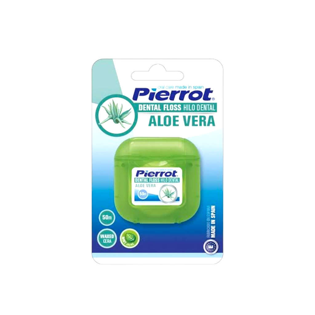 Pierrot Fil Dentaire 50M Ciré À L’Aloe Vera - Hilo Dental Waxed Aloe Vera