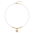 Collier De Perles Blanches Orné D'une Étoile De Mer Dorée