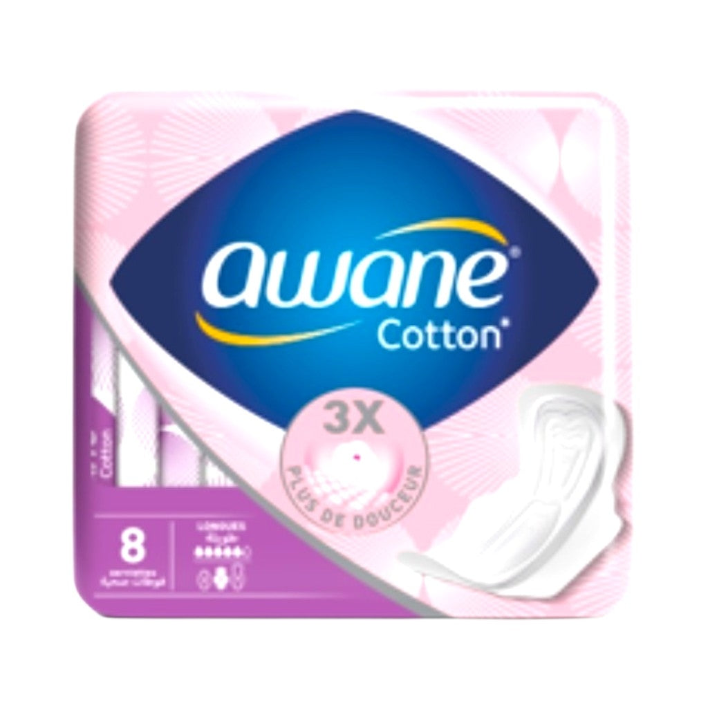 Awane Maxi Awane Coton Serviettes Hygiéniques 3X Plus Doux Normales 8Pcs – ADIBA