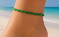Bracelet De Cheville Vert Et Doré Tressé – Style Bohème Chic