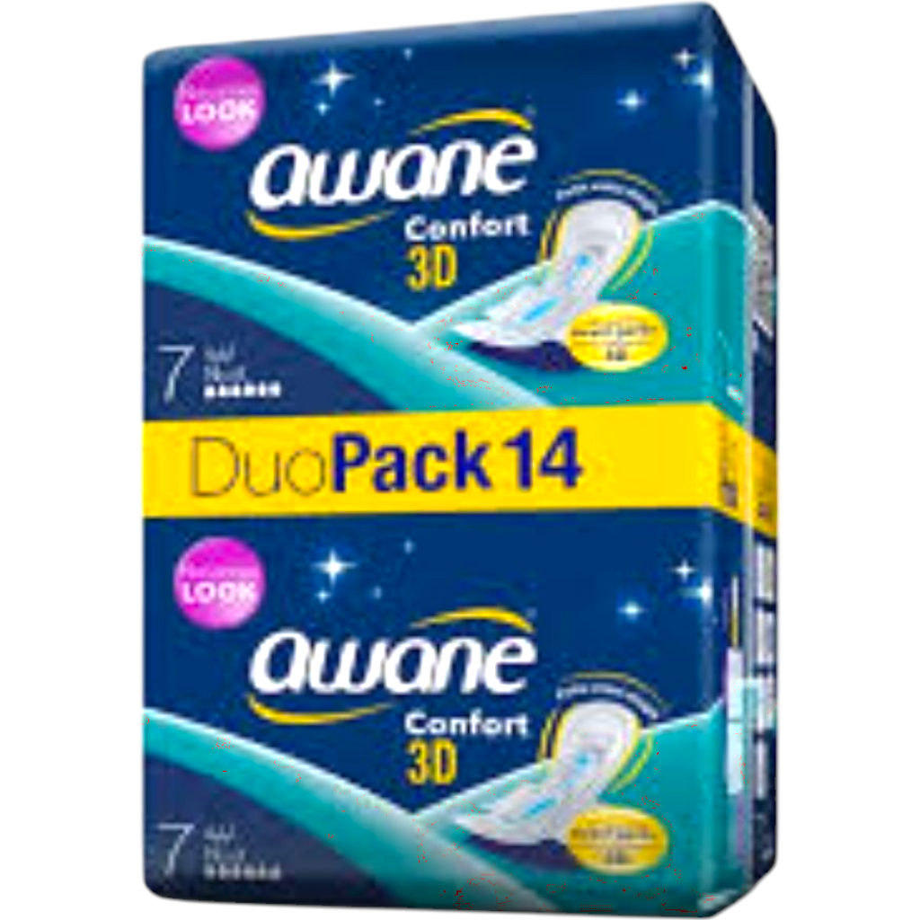 Awane Serviette Hygiénique Confort 3D Normales 7 Nuit Duopack 14