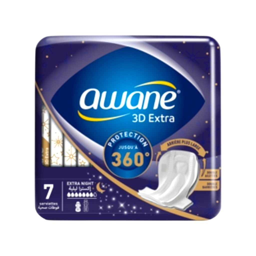 Awane Serviette Hygiénique 3d Extra Night Pack X7 Pcs