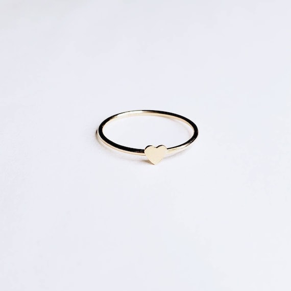 Petite Bague Coeur En Massif Bague Amour