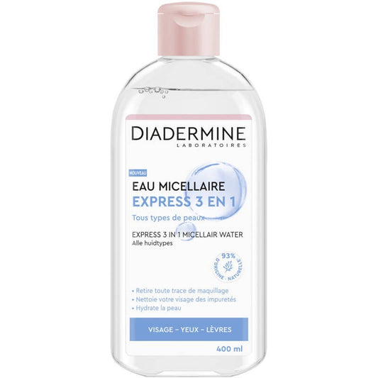 Diadermine - Eau Micellaire Nettoyante - Express 3 En 1 - Tous Types De Peaux