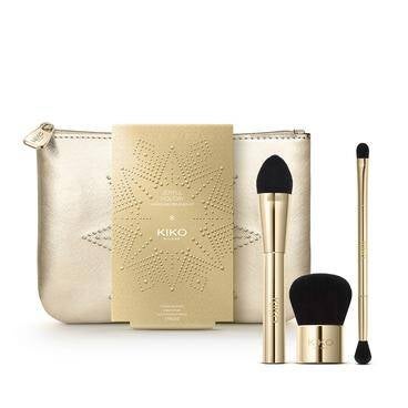 Kiko Milano Joyful Holiday Unmissable Brushes Kit | Kit De 3 Pinceaux Pour : Poudres, Fond De Teint Et Duo Pour Les Yeux