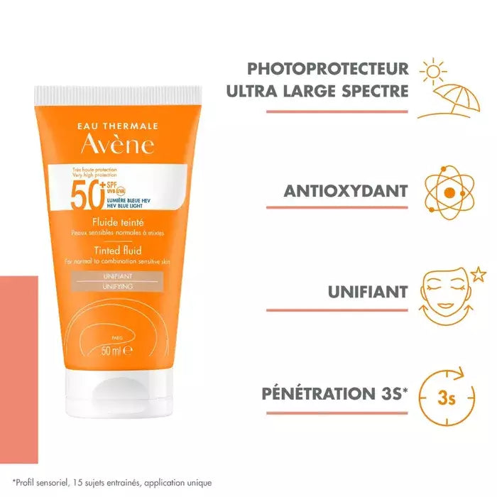 Avène Crème Solaire Teintée Spf50+ Visage, Peaux Sensibles Et Sèches