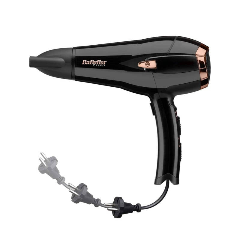 مجفف شعر بيبي ليس كورد كيبر 2000 مع تقنية أيونية وسلك قابل للسحب D373E، أسود