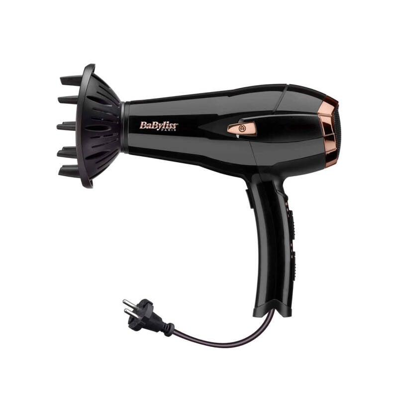 مجفف شعر بيبي ليس كورد كيبر 2000 مع تقنية أيونية وسلك قابل للسحب D373E، أسود