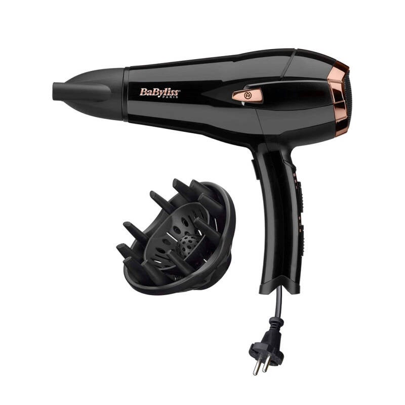 مجفف شعر بيبي ليس كورد كيبر 2000 مع تقنية أيونية وسلك قابل للسحب D373E، أسود