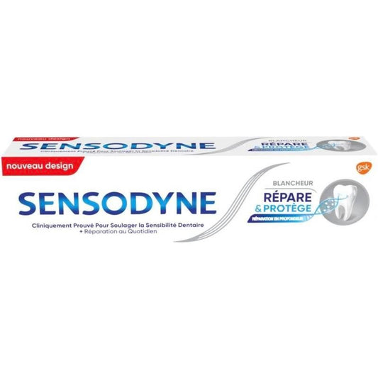 Sensodyne Dentifrice Répare & Protège Blancheur, Pour Dents Sensibles, Protection Longue Durée Contre La Sensibilité Dentaire, 75Ml