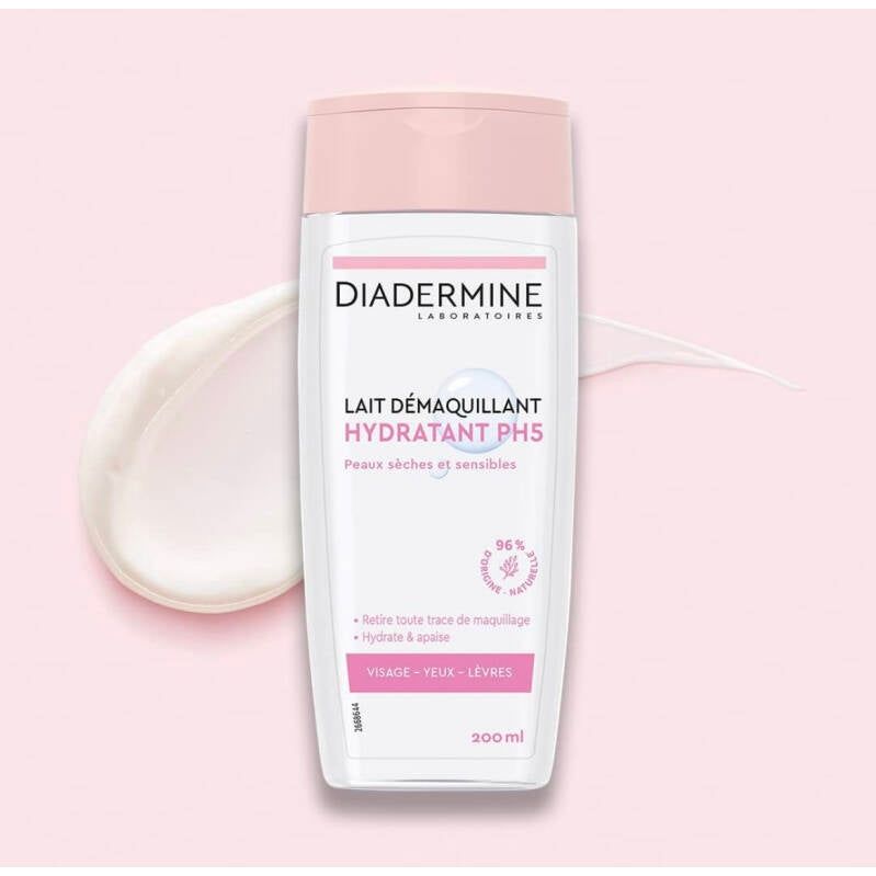 Diadermine - Lait Démaquillant Visage, Yeux Et Lèvres - Hydratant - Ph5