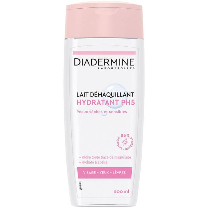 Diadermine - Lait Démaquillant Visage, Yeux Et Lèvres - Hydratant - Ph5