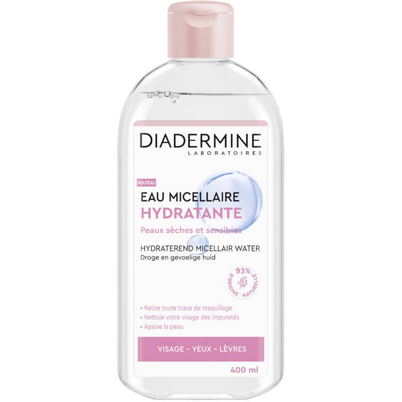 Diadermine - Eau Micellaire Nettoyante Hydratante - Peaux Sèches Et Sensibles 400Ml