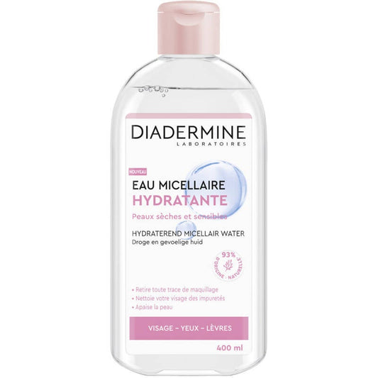 Diadermine - Eau Micellaire Nettoyante Hydratante - Peaux Sèches Et Sensibles 400Ml